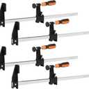 4-Pack 18 inch Bar Clamps,Long Wood Clamps Heavy Duty Force 600 Lbs Adjustable and Release Quickly,Woodworking Clamps Throat Depth 2.5 inch with Plastic Handle