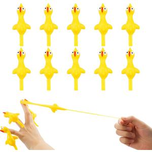 10 Pack Slingshot Chicken,Slingshot Chicken Rubber Chicken Flick Chicken Flying Chicken,Funny Christmas, Flingers Stretchy Game for Boys and Girls Party Favor School Activity Fun Present