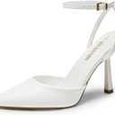DREAM PAIRS High Heels for Women Closed Pointed Toe Dress Shoes for Women Ankle Strap Stiletto Heel Party Wedding Sexy Pump Shoes (8, White-pu)