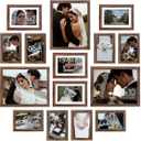 upsimples 19 Pack Picture Frames Collage Wall Decor for Mounting or Tabletop Display, Photo Gallery Frame Set for Family, Multi Sizes Including 8x10, 5x7, 4x6, Brown
