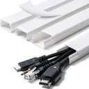 58in Cord Hider, Cable Hider, Cord Covers for Wires on Wall, Paintable Cable Cover Raceway, Wire Hiders for TV on Wall, Cord Concealer, Cord Cable Management, 4X L14.5 W0.96 H0.58in, White