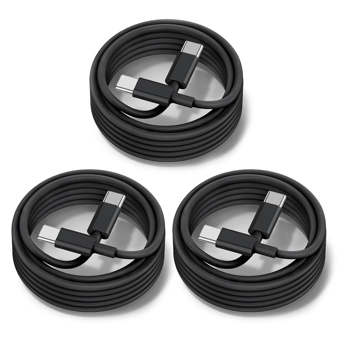 60W USB C to C Cable [3Pack] iPhone 15 Fast Charging Cable,10ft Long USB-C to USBC Power Cord for iPhone 16/15 Pro Plus Pro Max, MacBook Pro Air/IPad/iPad Pro 12.9/11,AirPods 4(Black) (10FT+10FT+10FT, Black)