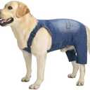 Miaododo Medium Large Dog Jeans Jumpsuit Overall for Dogs, Dog Denim Clothes Costumes for All-Purpose, Blue Vintage Washed Dog Pants Classic Jacket (36 (Chest 37.8''))
