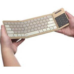 Nillkin Foldable Keyboard with Touchpad, Bluetooth Keyboard with Number Pad, Full Size Keys, Large Trackpad Small Travel Portable Keyboards for iPad Laptop PC Tablets -Khaki
