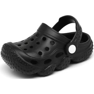 INMINPIN Kids Girls Boys Clogs Garden Shoes Toddler Slides Sandals Children Water Shower Beach Pool Slippers Indoor Outdoor (1 Big Kid, Black)