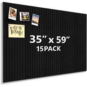 Enayplon Black Felt Board 59" x 36", Large Cork Board for Wall, Felt Wall Tiles 15 Pack, Bulletin Boards for Office, Home, Wall Decor, Pin Boards for Walls