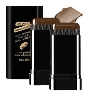 2-in-1 Hair Color Stick & Comb, Long-Lasting Waterproof Color,Sweat-Proof, Quick Root Touch-Up, Coloring Tool For Women & Men (Brownish Black-2PCS)