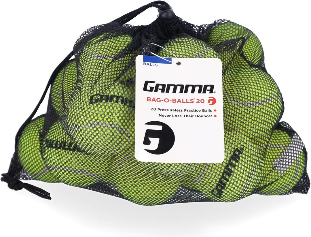 Gamma Pressureless Tennis Ball Bags, 10, 12, 18, 20 Pack Sizes, Tennis Lessons & Practice, Longer Durability & More Bounce, Colored Tennis Balls, Training, Coaching. Indoor & Outdoor Balls