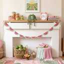 SmoothNovelty Gingham Watermelon Felt Banner Garland Decor Vintage 3D Fruit Hanging Garland with Wooden Beads for Back to School Birthday Party Baby Shower DIY Home Wall Fireplace Decor