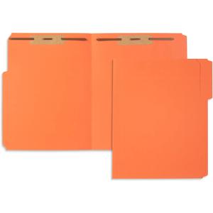 50 Orange Fastener File Folders - 1/3 Cut Reinforced Tab - Durable 2 Prongs Bonded Fastener Designed to Organize Standard Medical Files, Office Reports - Letter Size, Orange, 50 Pack