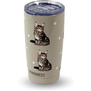 SERENGETI Maine Coon 20 Oz Stainless Steel, Vacuum Insulated Tumbler with Spill Proof Lid - 3D Print - Insulated Travel mug for Hot or Cold Drinks (Maine Coon)