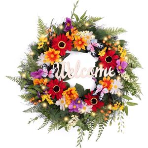Valery Madelyn 24" Collapsible Floral Summer Fall Wreaths for Front Door