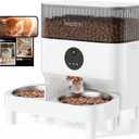 Automatic Cat Feeder for 2 Cats with Camera: Automatic Food Dispenser with Elevated- 2.4G WiFi HD Video and Night Vision| Dual Auto Feeder with 2-Way Audio| Timed Pet Feeders for Multi Cats (White-5L)
