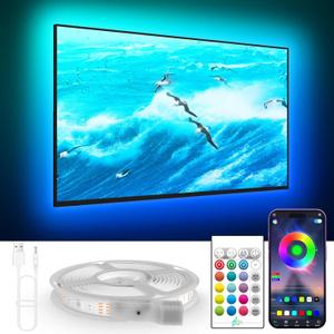 TV Lights Behind, 19.68ft LED Lights for 55-85 Inch TV, RGB TV Backlight, Music Sync Bluetooth APP and Remote Control Strip Lights USB Powered for Bedroom Gaming Room Decor (Multicolor)