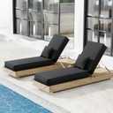 Chaise Lounge Cushions Outdoor Set of 2, 80x26x6 Inch Olefin Waterproof and Fade Resistant Patio Furniture Lounge Chair Cushions with Removable Cover, Lounger Pad with Handle & 16 Straps, Dark Gray