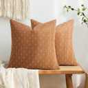 MIULEE Pack of 2 Decorative Burlap Linen Throw Pillow Covers Farmhouse Pillowcases Modern Rustic Woven Textured Cushion Cover for Sofa Couch Bed 18x18 Inch Brick