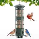 Squirrel Proof Bird Feeder for Outdoors, Chew-Proof & Weather Resistant, 3 Port, Gravity Spring Hanging Metal Bird Feeder, 3LB Large Capacity, Attract Wild Birds