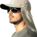 Mens Sun Hat with Breathable Mesh Sun Hats for Men Sun Protection Fishing Hat with Neck Flap for Hiking Cycling (Light Beige)