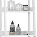 UTEX 4-Tier Ladder Shelf, Freestanding Bathroom Shelf, Open Wood Shelving Unit, Bathroom Floor Ladder Shelf (White)