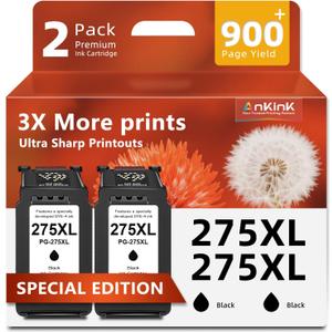 Ankink 275XL Compatible Ink Cartridge Replacement for Canon PG 275 PG275 XL PG275XL Cannon 275 XL Black, 2-Pack for Pixma TS3522 TR4720 TR4700 TR4722 TS3500 TS3520 TS3700 TS3720 TS3722 Printer