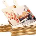 Oomcu 12 PCS Wooden Mini Cutting Board with Handle,Rectangle Unfinished Wood Craft Paddle Serving Tray Chopping Board Cutout for DIY Thanksgiving Christmas Home Kitchen Fruit Decor (9.1 x 5.5 Inch)