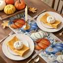 Artscope Pumpkins Eucalyptus Leaves Fall Table Runner,Autumn Seasonal Kitchen Dining Table Decoration for Fall Home Decor 13x48 Inch-Light-Colored Wood