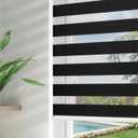 Joydeco Cordless Zebra Blinds for Indoor Windows, 35" W x 75" H, Black