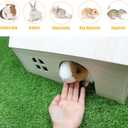 Amonk Guinea Pig Hideout 15x9x10 inch Large Size Wooden House with Window and Roof Wood Hut Habitats Decor for Bunny, Chinchillas, Dwarf Rabbits, Hamsters, and Other Small Pet Animals