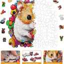 Qiuenisray Wooden Jigsaw Puzzles 500 Pieces-Hamster,16.5x16.9in,Royal,Wooden Puzzles for Adults,Unique Shape Animal Adult Puzzles,Irregular Wood Puzzles Best Gift for Adults and Kids Family Game