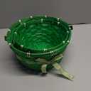 Holiday Home Solid Bamboo Basket, 8.5 in, Green, 2 Pack