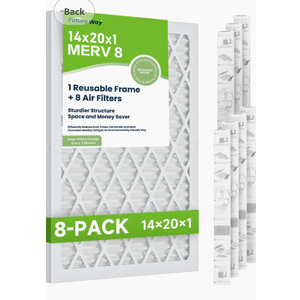 Future Way 14x20x1 Air Filters, 8-Pack with Reusable Frame, MERV 8, MPR 700 AC Furnace Filters, Space Saving & Cost-effective