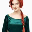 ALLAURA Long Red Braided Costume Wig for Women Fairy Tale Inspired Princess Wig with Long Braid Halloween Cosplay Fantasy Costume Hairpiece