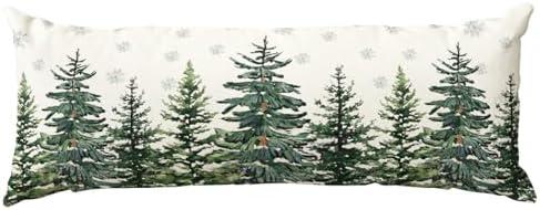 AVOIN colorlife Christmas Trees Snowflake Extra Long Lumbar Pillow Cover 14 x 36 Inch, Winter Holiday Long Body Pillow Case for Bed Sofa Bench