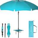 HOMEDEMO 7FT Portable Folding Beach Umbrella for On-the-Go Sun Protection at Outdoor Events