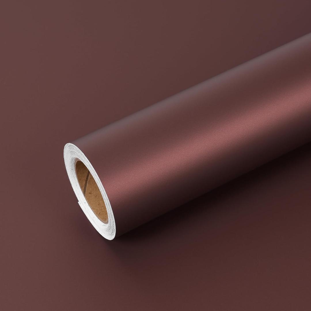 VEELIKE Thick Burgundy Peel and Stick Wallpaper Vintage Burgundy Contact Paper for Cabinets Shelf Liners Accent Walls 15.7''x354'' Self Adhesive Vinyl Dark Red Wallpaper for Bedroom Living Room Decor