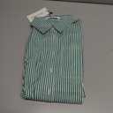 IBAOTORONI Women’s Striped Button Down Shirt Cotton Long Sleeve Collared Casual Work Stripe Blouse Tops with Pocket (L)