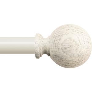 White Wood Curtain Rods for Windows:HTZON 1" Farmhouse Boho Rrustic Wooden Curtain Rod Living Room Bedroom,Decorative Adjustable Antique White Drapery Rods Faux Wood Grain Vintage Distressed,36-88"