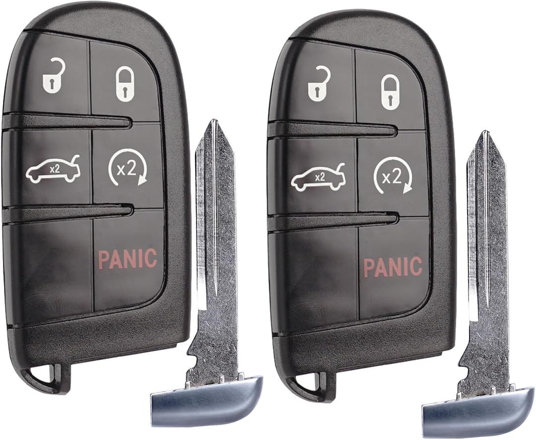SUPALAND Car Key Fob Replacement Fits for Chrysler 300 Dodge Charger 2011-2018 Challenger Dart 2014-2016 Keyless Entry Remote Start Control Set of Two M3N-40821302 56046777AB 56046759 AF 5026676