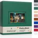 Popotop Photo Album 4x6 300 Pockets with Leather Hardcover Cover, Small Photo Album Holder Book with 50Pcs Pages for Family Travel Wedding Baby Gifts (Green)