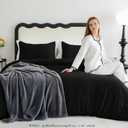 CozyLux Queen Comforter Set Black, 3 Pieces Solid Comforters Queen Size Breathable Quilted Bedding Sets, Luxury Soft Microfiber Down Alternative Comforter for All Season (1 Comforter & 2 Pillowcases)