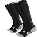 3 x YAGAXI Men's Baseball Soccer Softball Knee-High Socks - 2 Pairs Compression Multi-sport Tube Athletic Socks for Youth & Adult (Black, M)
