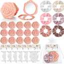 XunYee 30 Sets Bridal Shower Favors for Guests 30 Rose Compact Mirror Bulk 30 Hair Ties Satin Elastic Scrunchies 30 Thank You Card and Organza Bags Souvenir Gift for Wedding Party Favors(Pink)