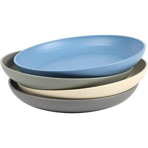 shopwithgreen Wheat Straw Reusable Kids Plates, Camping Outdoor Sets, for Kitchen, Dorm Room, Toddler, Children Baby Feeding, Microwave Dishwasher Safe, Unbreakable Lightweight, 7.8 Inch, 4 PCS