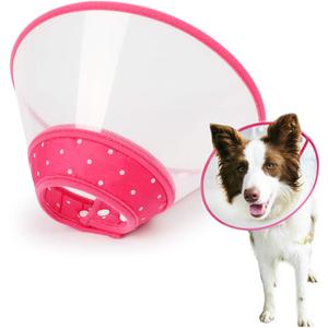 Pet Cone Recovery Dog Cone Adjustable Dog Collar Clear Padded Collar with Breathable Soft Edge, Plastic Puppy Cone Protect The Neck Surgery Recovery, Designed for Cats and Puppies (Large, Pink)