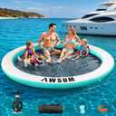 AWSUM Water Hammock, Inflatable Round Floating Ring with Breathable Mesh Heavy-Duty Circle Float for Adults Pool Lake River Beach Relaxation Island Platform Dock