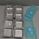 4 Pack Stainless Steel Snack Containers Reusable, Grab and Go 2 Compartment Food Storage Meal Prep Containers with Lids Stackable for Travel Camping School Lunch, Gifts for Gym Home Cooks