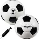Durable 6" Mini Size 2 Training Soccer Ball Soft Sports Toy Ball for Toddlers, Kids Gift Black-White 2Pcs with 1 Plastics Pump