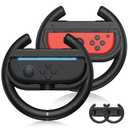 EasySMX Steering Wheels for Switch 2&1 Console JoyCons, 2 Pack Racing Wheels for Mario Kart 9/8 Deluxe, Switch 2 Steering Wheel for Joy-con 2,Joycon Remote Controller Race Accessories [2X Black]