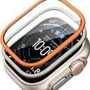 ESR Armorite Screen Protector for Apple Watch Ultra 3 2025 /Ultra 2 /Ultra (49 mm), Military Grade Protection, Tempered Glass Film with Aluminum Alloy Frame, Anti-Scratch, 2 Pack, Titanium & Orange