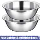 Nuogo 2 Pack 17 Quart Large Mixing Bowl Oversized All Purpose Stainless Steel Mixing Bowl Metallic Flat Base for Home Commercial Prepping Baking Marinating Cooking Brining